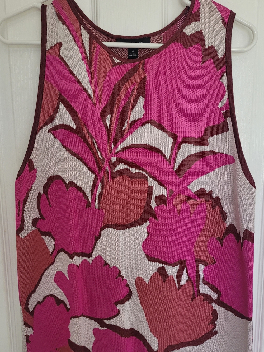 Ann Taylor Pink and Brown Floral Knit Shell